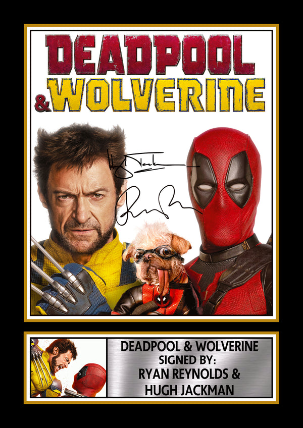 Deadpool & Wolverine Printed Signature Poster – Ryan Reynolds & Hugh Jackman Marvel Movie Wall Art – Superhero Film Wall Art Print – Reproduction Print