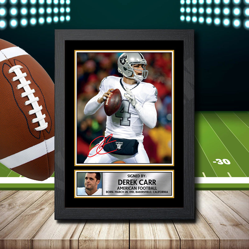 Derek Carr 1 – Printed Signature NFL Star Print – Derek Carr 1