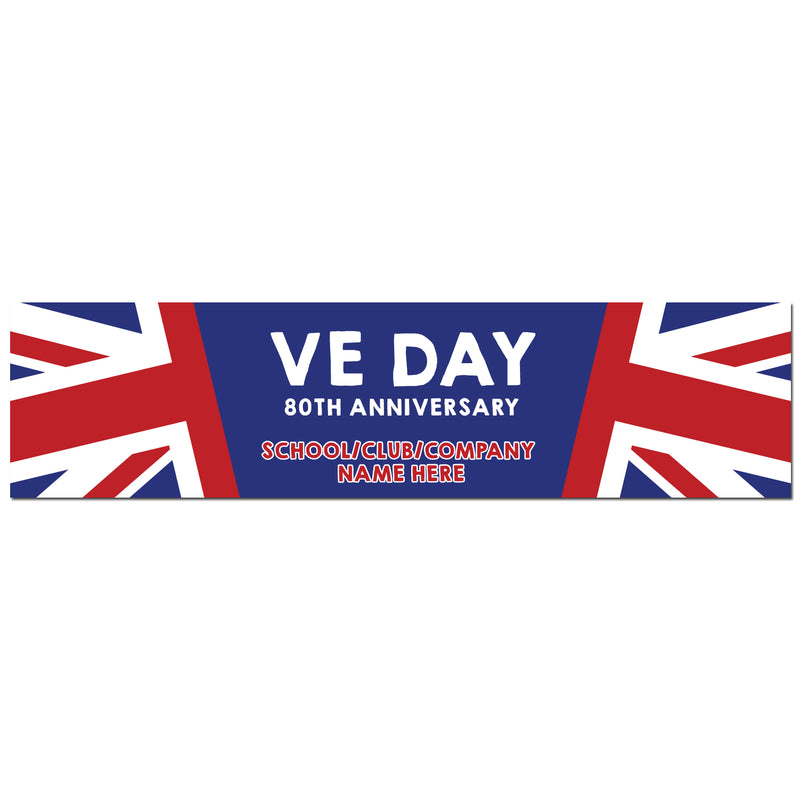 VE Day 80th Anniversary CUSTOM NAME Large Paper Banner (6ft x 1.5 ft) Design 1 - Special Edition