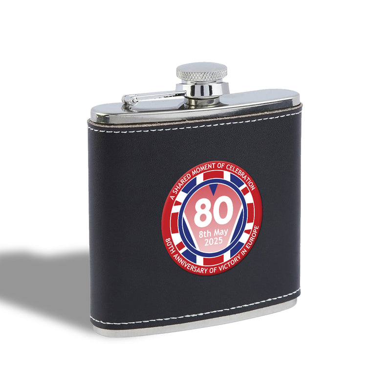 VE Day 80th Anniversary Hip Flask Design 1 - Special Edition