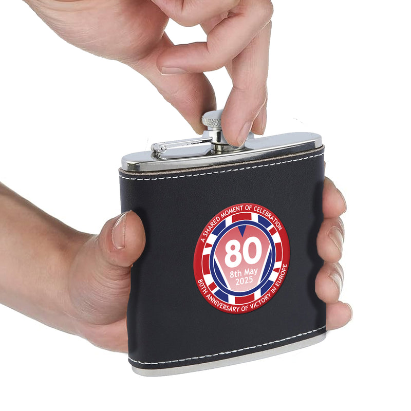 VE Day 80th Anniversary Hip Flask Design 1 - Special Edition