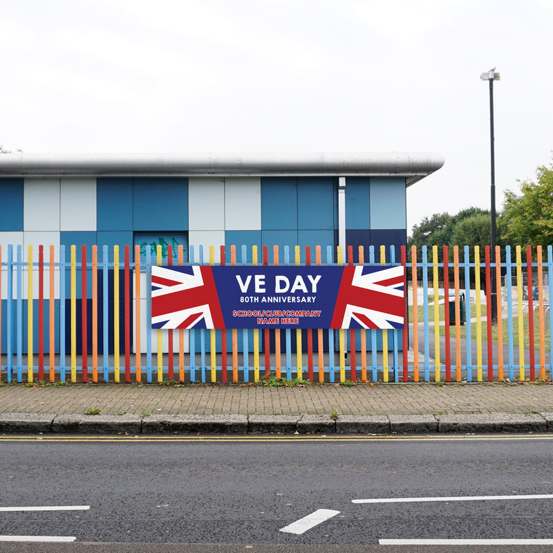 VE Day 80th Anniversary CUSTOM NAME Large Paper Banner (6ft x 1.5 ft) Design 1 - Special Edition