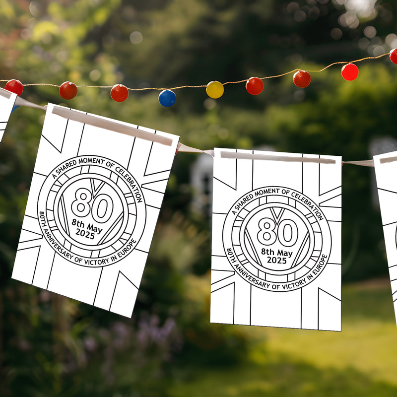 VE Day 80th Anniversary COLOUR IT YOURSELF Party Bunting Design 1 - Special Edition