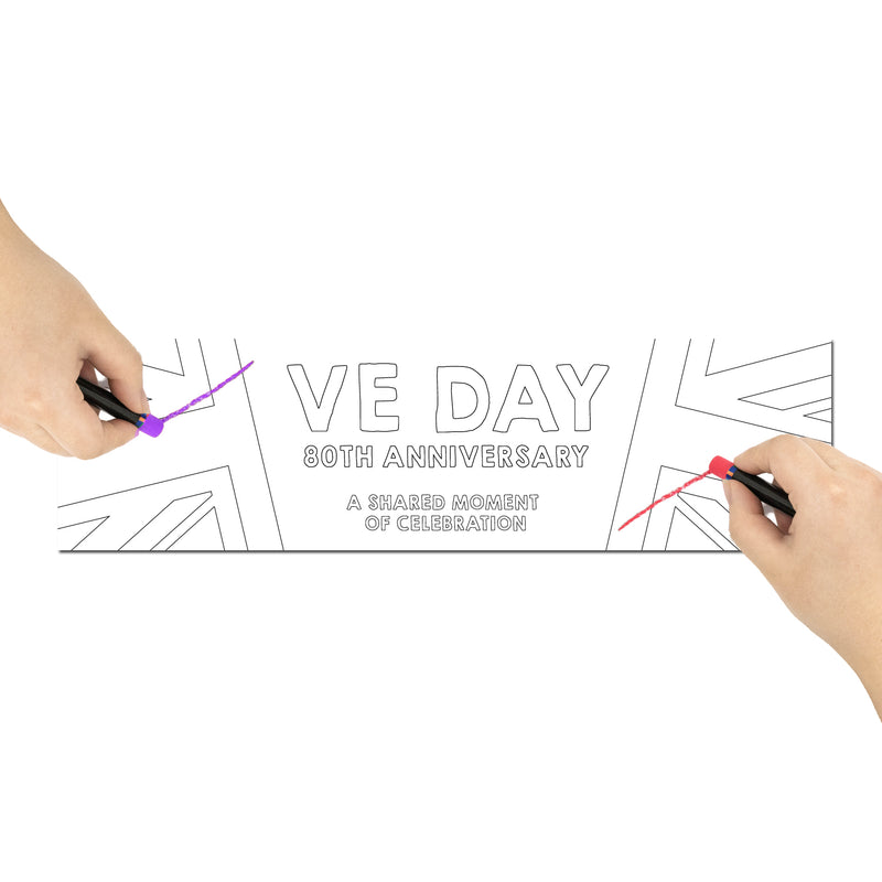 VE Day 80th Anniversary COLOUR IN YOURSELF Small Paper Banners (Set of 2) Design 1 - Special Edition