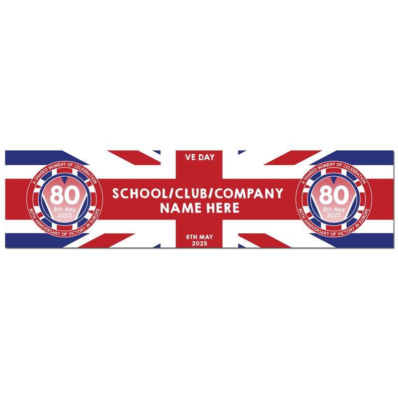 VE Day 80th Anniversary CUSTOM NAME Large Paper Banner (6ft x 1.5 ft) Design 2 - Special Edition