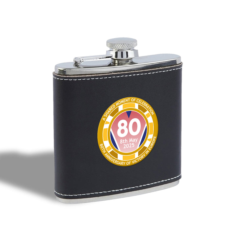 VE Day 80th Anniversary Hip Flask Design 2 - Special Edition