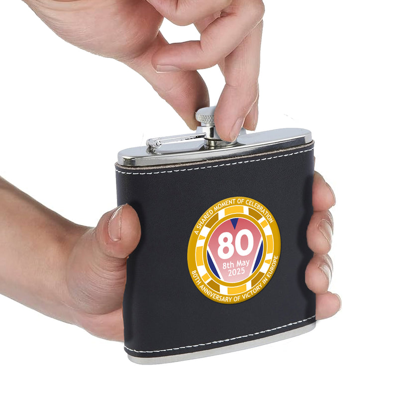 VE Day 80th Anniversary Hip Flask Design 2 - Special Edition