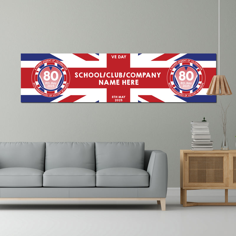 VE Day 80th Anniversary CUSTOM NAME Large Paper Banner (6ft x 1.5 ft) Design 2 - Special Edition