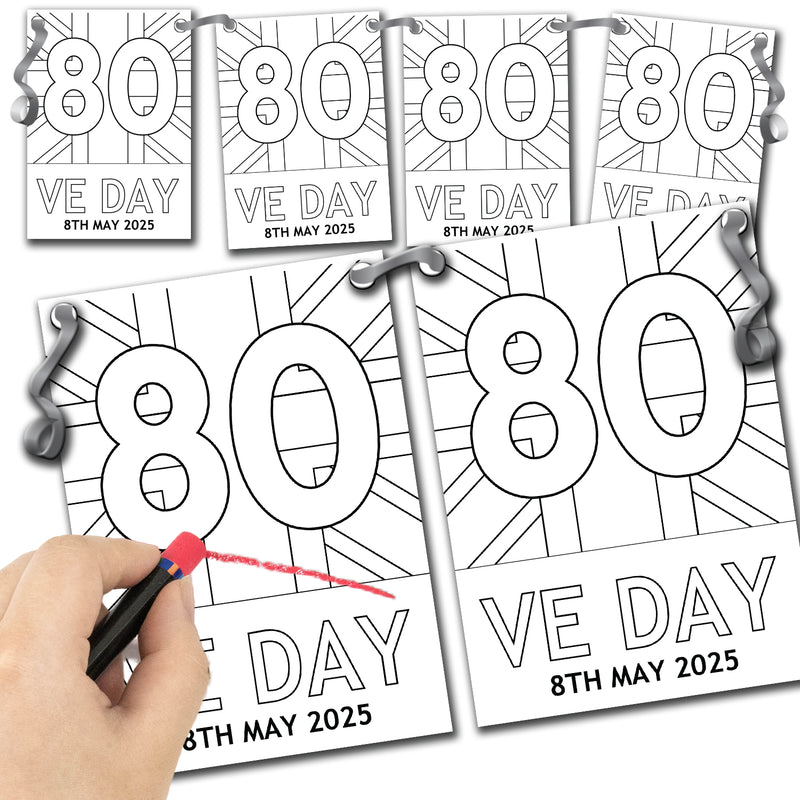 VE Day 80th Anniversary COLOUR IT YOURSELF Party Bunting Design 2 - Special Edition