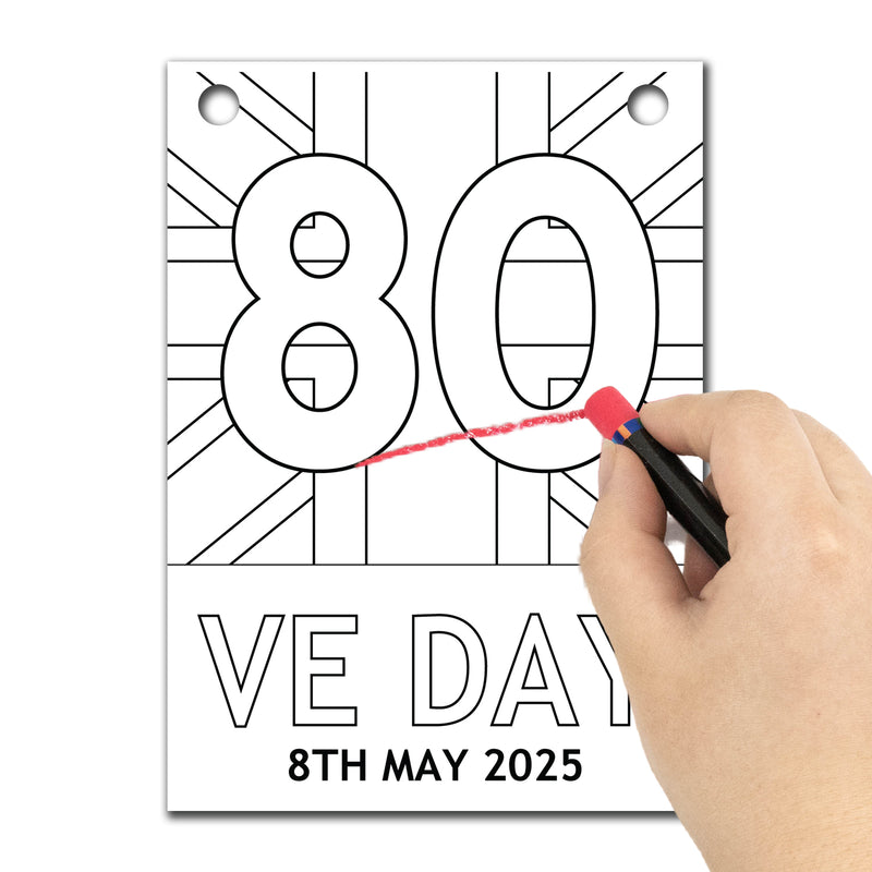 VE Day 80th Anniversary COLOUR IT YOURSELF Party Bunting Design 2 - Special Edition