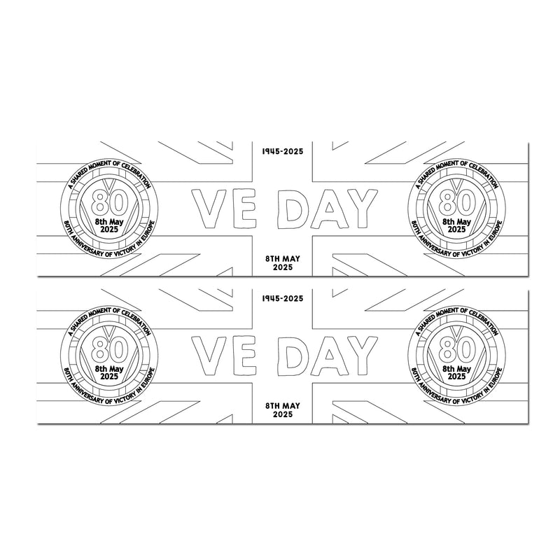 VE Day 80th Anniversary COLOUR IN YOURSELF Small Paper Banners (Set of 2) Design 2 - Special Edition