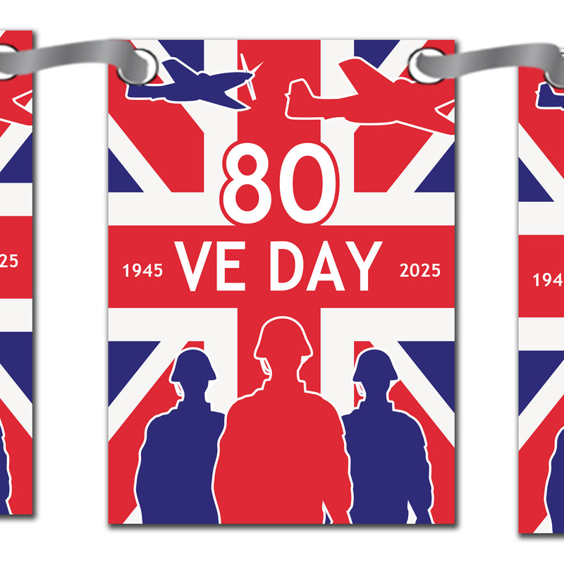 VE Day 80th Anniversary Party Bunting Design 3 (Union Jack) - Special Edition