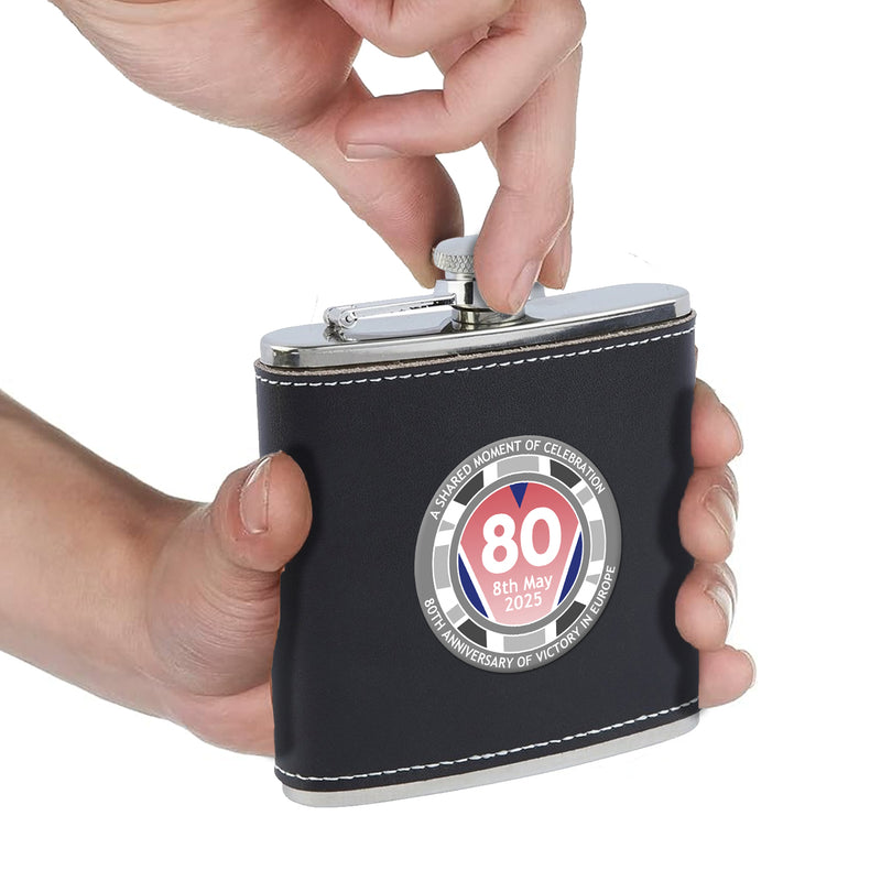 VE Day 80th Anniversary Hip Flask Design 3 - Special Edition