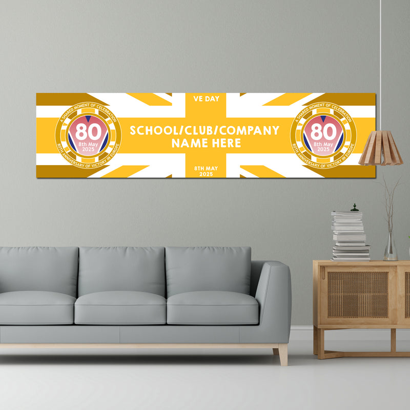 VE Day 80th Anniversary CUSTOM NAME Large Paper Banner (6ft x 1.5 ft) Design 3 - Special Edition