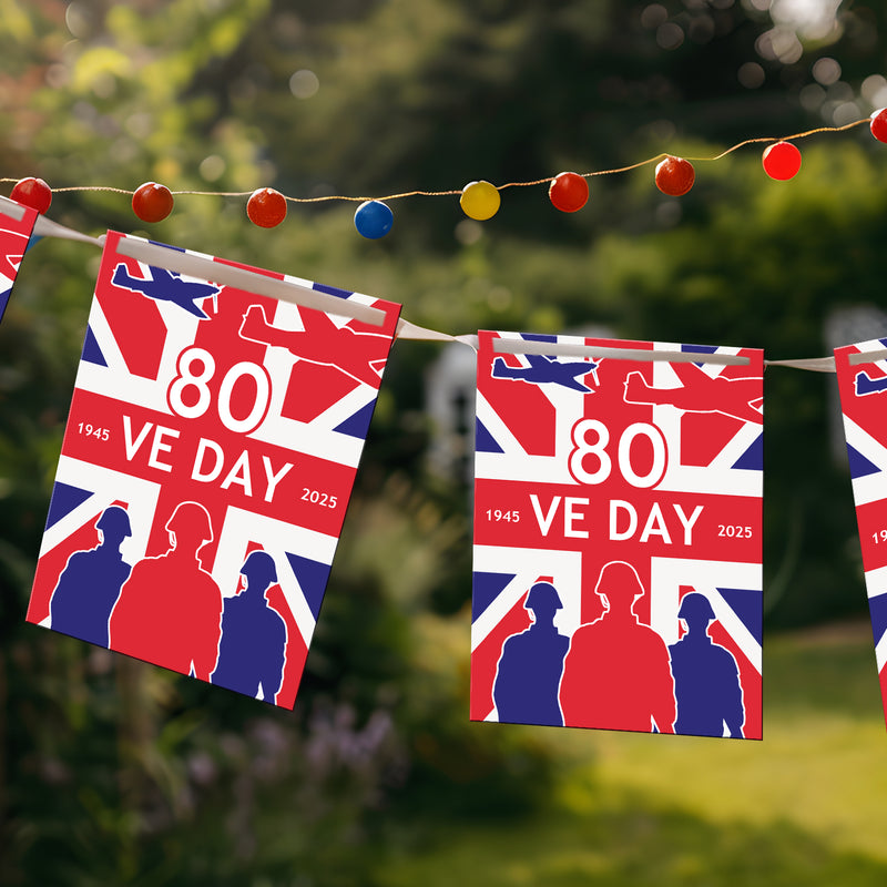 VE Day 80th Anniversary Party Bunting Design 3 (Union Jack) - Special Edition