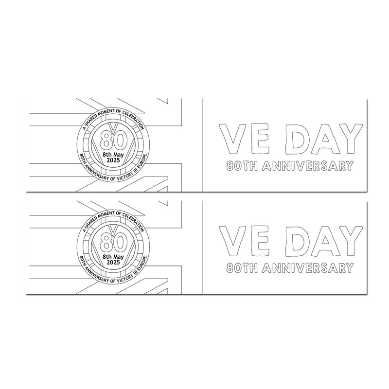 VE Day 80th Anniversary COLOUR IN YOURSELF Small Paper Banners (Set of 2) Design 3 - Special Edition