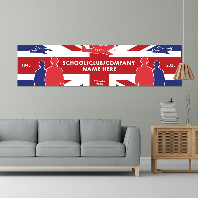 VE Day 80th Anniversary CUSTOM NAME Large Paper Banner (6ft x 1.5 ft) Design 5 - Special Edition