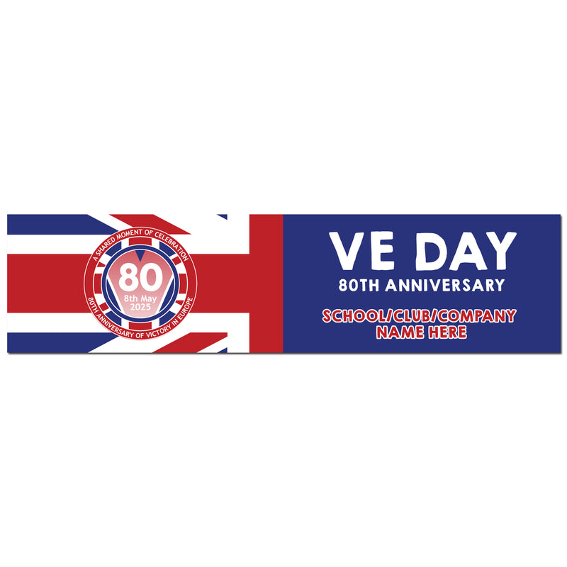 VE Day 80th Anniversary CUSTOM NAME Large Paper Banner (6ft x 1.5 ft) Design 6 - Special Edition