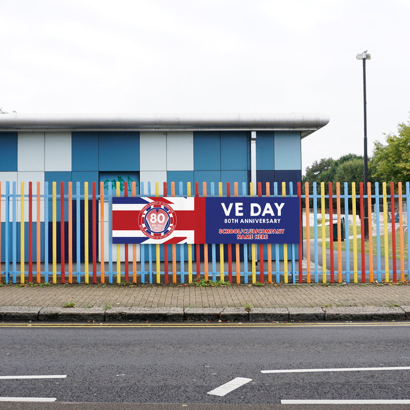 VE Day 80th Anniversary CUSTOM NAME Large Paper Banner (6ft x 1.5 ft) Design 6 - Special Edition