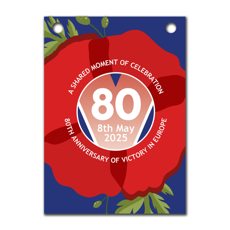 VE Day 80th Anniversary Party Bunting Design 6 (Poppy) - Special Edition