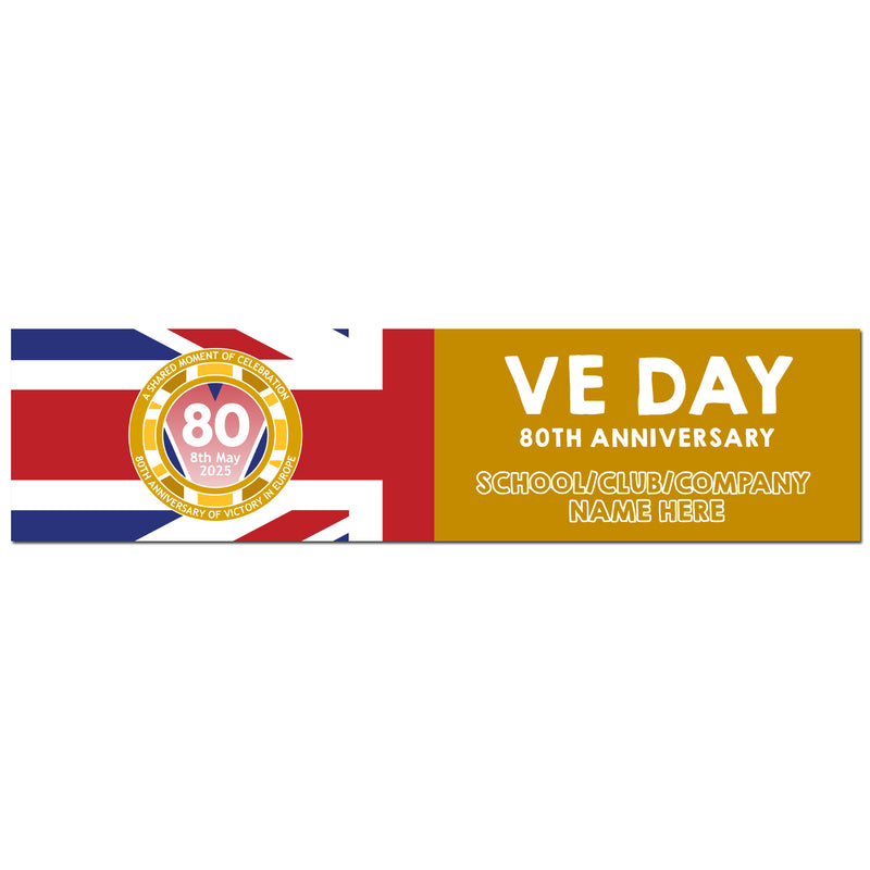 VE Day 80th Anniversary CUSTOM NAME Large Paper Banner (6ft x 1.5 ft) Design 7 - Special Edition