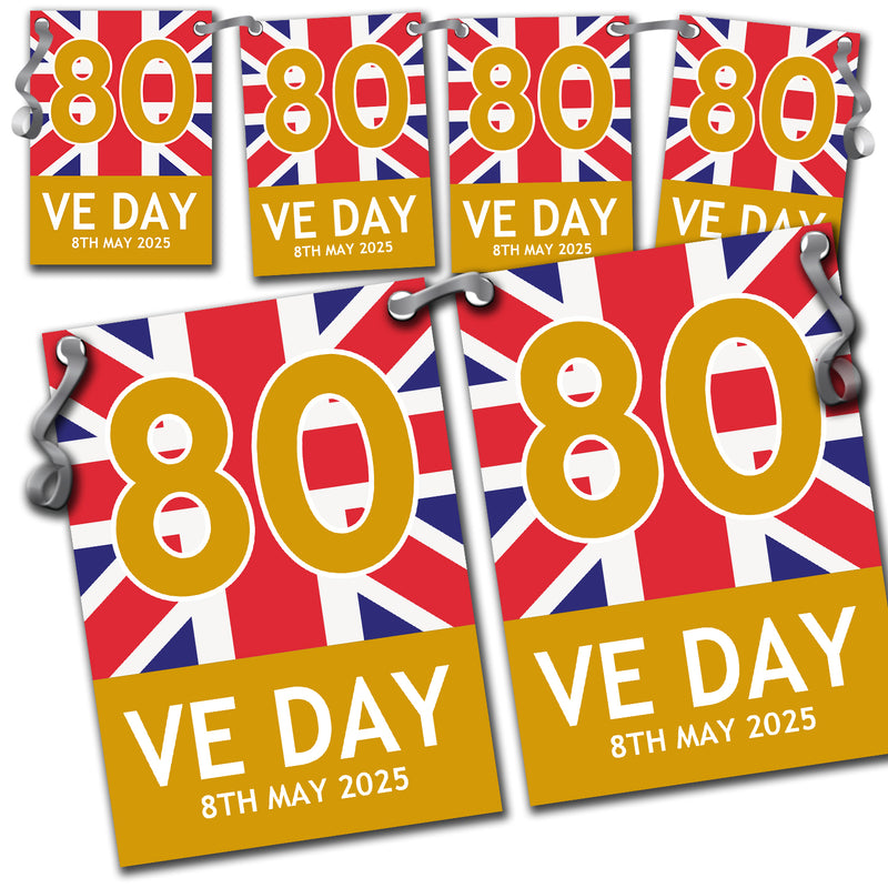 VE Day 80th Anniversary Party Bunting Design 7 (Gold) - Special Edition