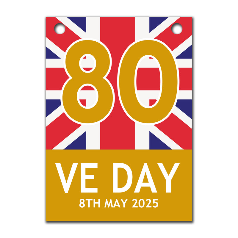 VE Day 80th Anniversary Party Bunting Design 7 (Gold) - Special Edition