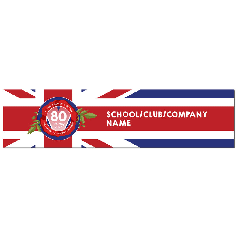 VE Day 80th Anniversary CUSTOM NAME Large Paper Banner (6ft x 1.5 ft) Design 8 - Special Edition