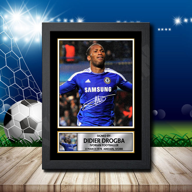 Didier Drogba 1 Printed Signature Footballers Star Poster Print Framed Wall Art Gift – Didier Drogba 1 Printed Signature Footballers Star Poster Print