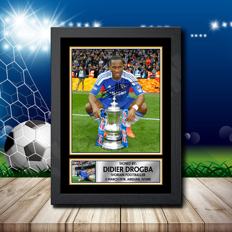 Didier Drogba 2 Printed Signature Footballers Star Poster Print Framed Wall Art Gift – Didier Drogba 2 Printed Signature Footballers Star Poster Print