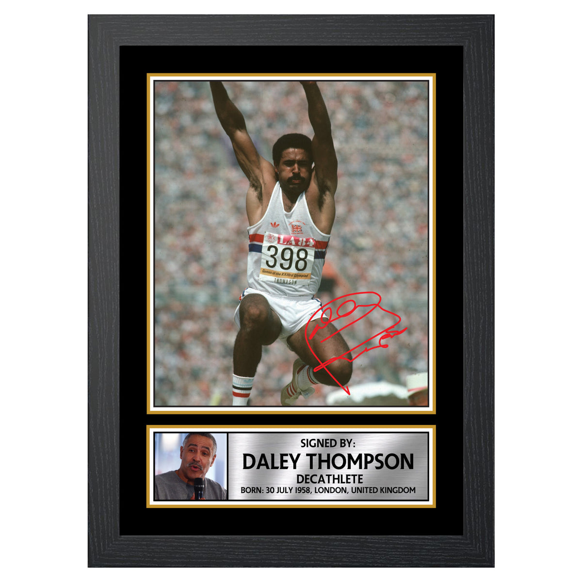Daley Thompson Athletics Printed Signature Poster Print Gift