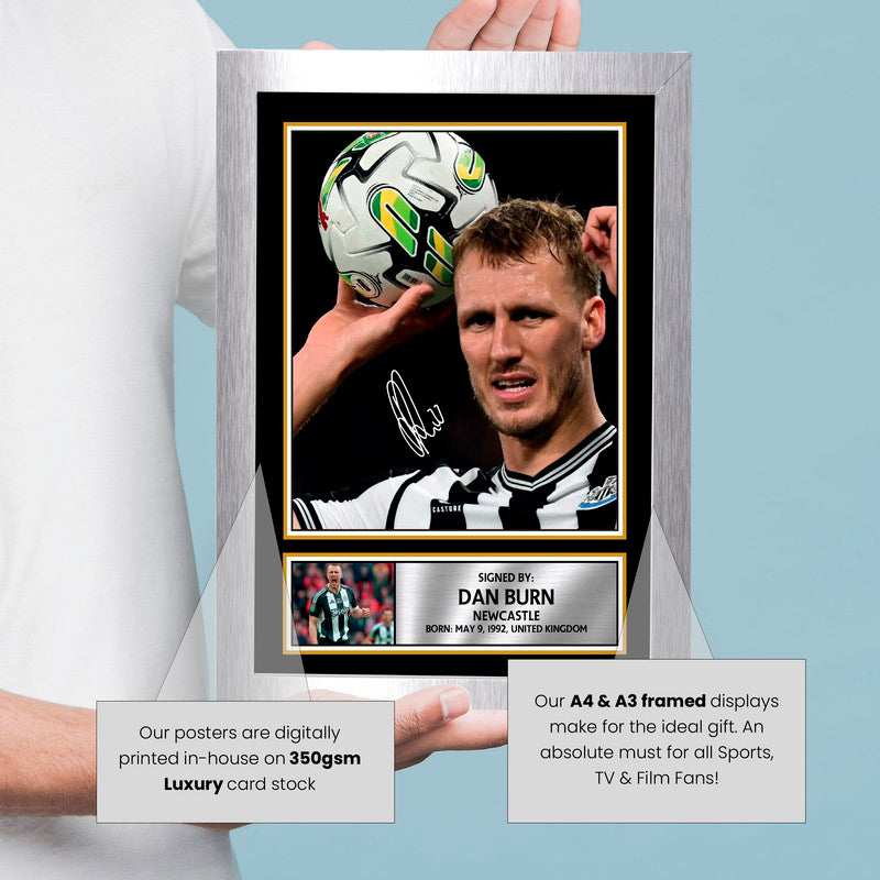 Dan Burn Signed Autograph Poster Print – Newcastle United Football Memorabilia