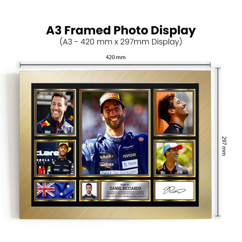 Daniel Ricciardo F1 Driver Limited Edition Signed Gift Poster Print Artwork Display