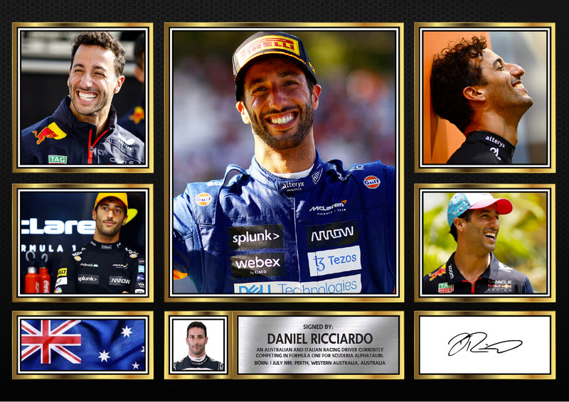 Daniel Ricciardo F1 Driver Limited Edition Signed Gift Poster Print Artwork Display