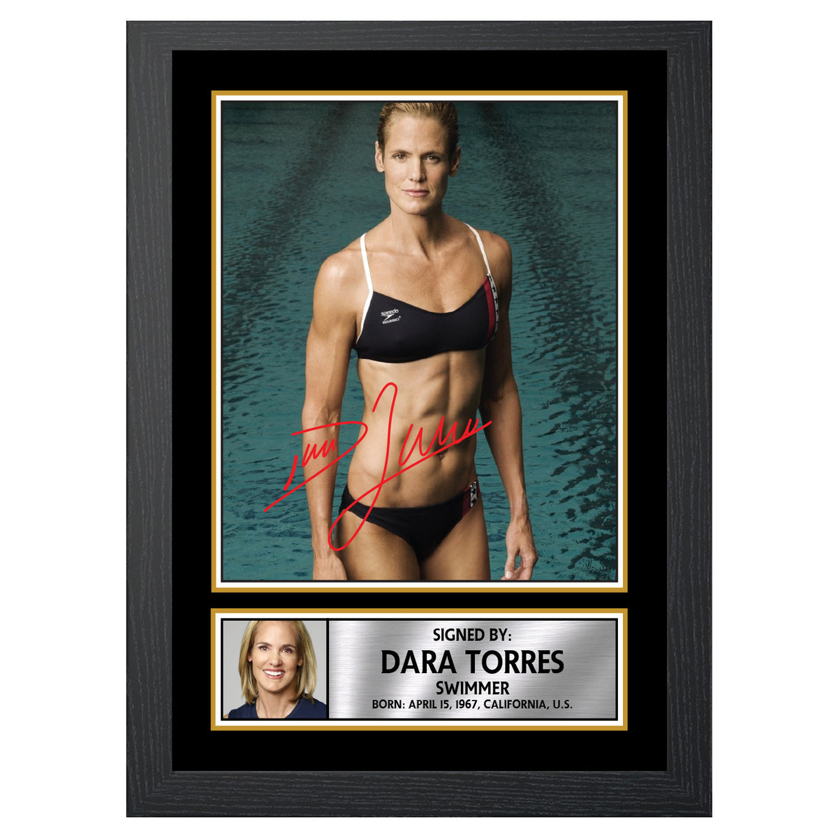 Dara Torres M458 Swimmer Printed Signature Poster Print Gift