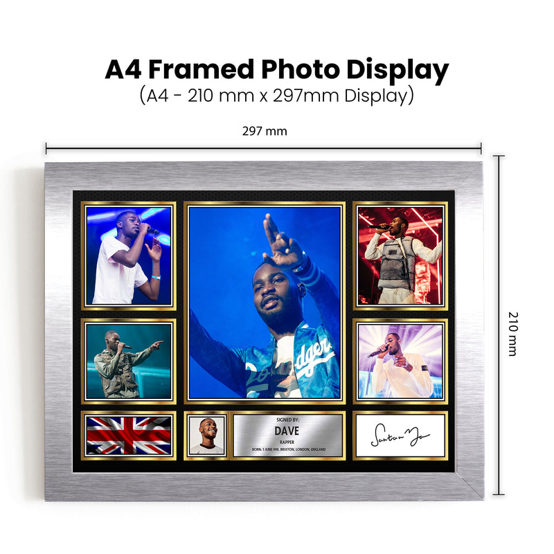 Rappers Dave Framed Autographed Print - Limited Edition Autograph Fan Gift – Collectible Memorabilia Merchandise