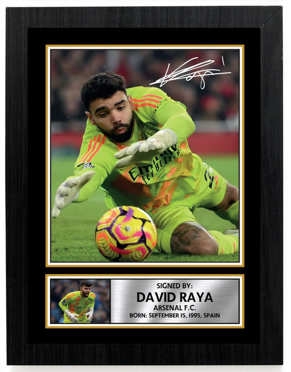 David Raya Arsenal F.C. Poster Print – Printed Signature Style Football Wall Art – Framed or Unframed – Gift for Fans – Reproduction Print