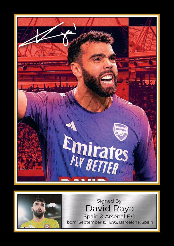 David Raya Printed Signature Portrait Poster Print – Spain & Arsenal F.C. Goalkeeper – Wall Art – David Raya Printed Signature Portrait Poster Print