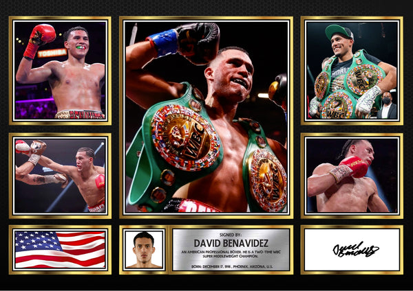 David Benavidez top boxer Printed Signature Print Landscape – Reproduction Print