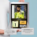 David Raya Printed Signed Poster – Arsenal FC & Spain Goalkeeper Tribute Wall Art with Jersey & Bio Plaque – Premier League Football Memorabilia for Fans & Collectors