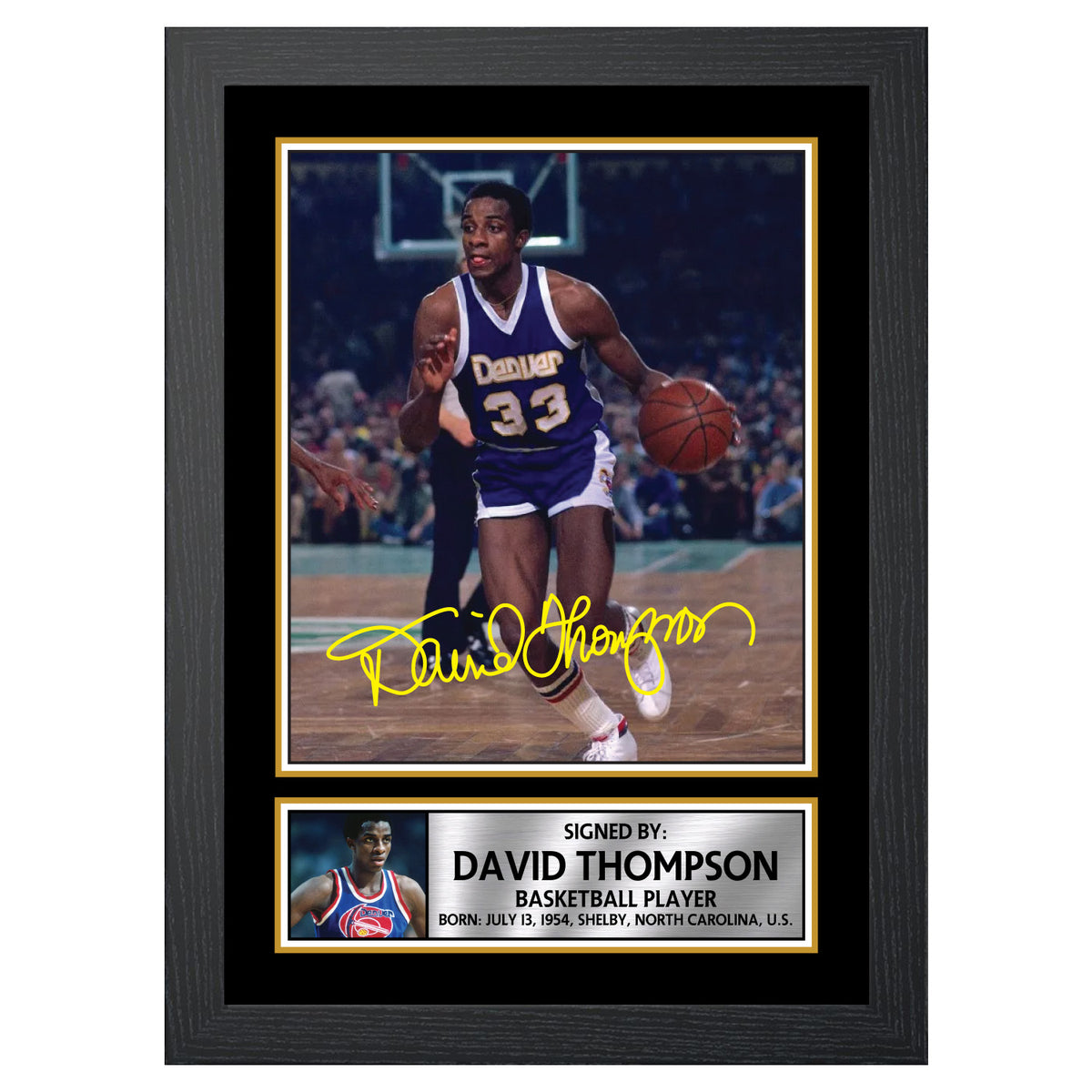 David Thompson 2 Basketball Player Printed Signature Poster Print Gift