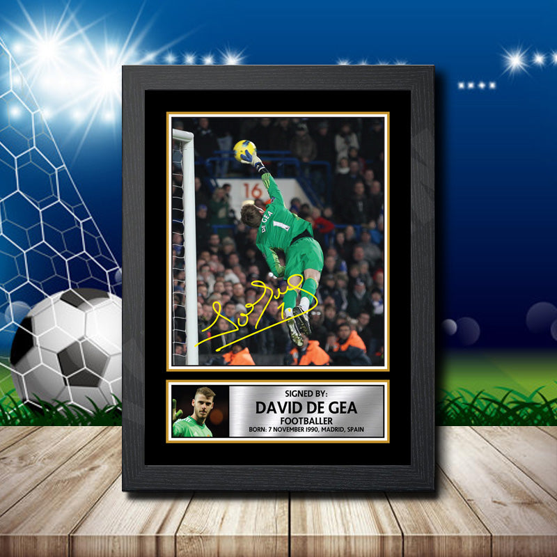 David De Gea Printed Signature Footballers Star Poster Print Framed Wall Art Gift – David De Gea Printed Signature Footballers Star Poster Print