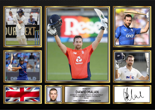 Dawid Malan – Printed Signature Cricket Star Print – Reproduction Print