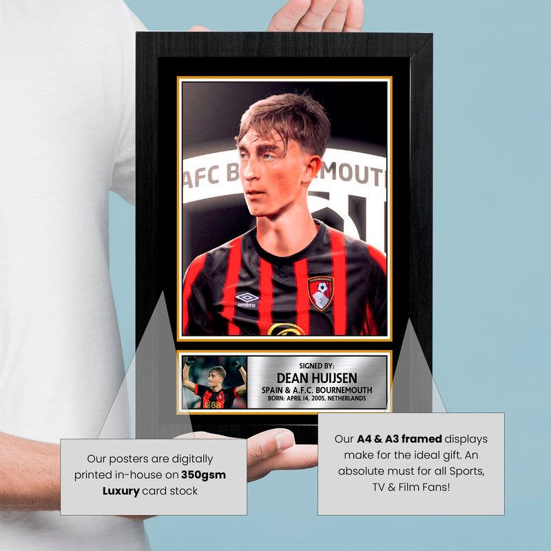 Dean Huijsen Signed Autographed Portrait Poster Print – AFC Bournemouth & Spain Football Star – Limited Edition Collectible Memorabilia