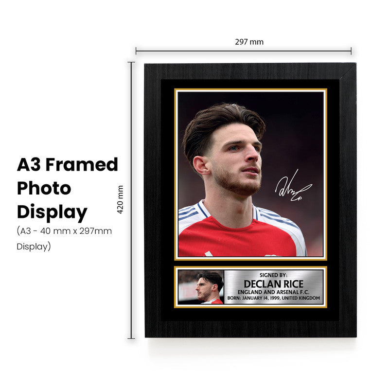 Declan Rice Signed Autographed Portrait Poster Print – England & Arsenal F.C. Midfielder – Limited Edition Football Memorabilia