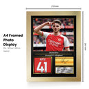 Declan Rice Printed Signed Poster – Arsenal FC & England Midfielder Tribute Wall Art with Jersey & Bio Plaque – Premier League Football Memorabilia for Fans & Collectors