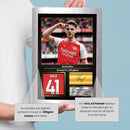 Declan Rice Printed Signed Poster – Arsenal FC & England Midfielder Tribute Wall Art with Jersey & Bio Plaque – Premier League Football Memorabilia for Fans & Collectors