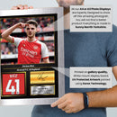 Declan Rice Printed Signed Poster – Arsenal FC & England Midfielder Tribute Wall Art with Jersey & Bio Plaque – Premier League Football Memorabilia for Fans & Collectors