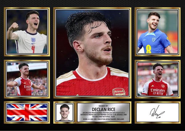 Declan Rice Football Gift MC1691 Framed Printed Signature Print – Fan Gift – Wall Art