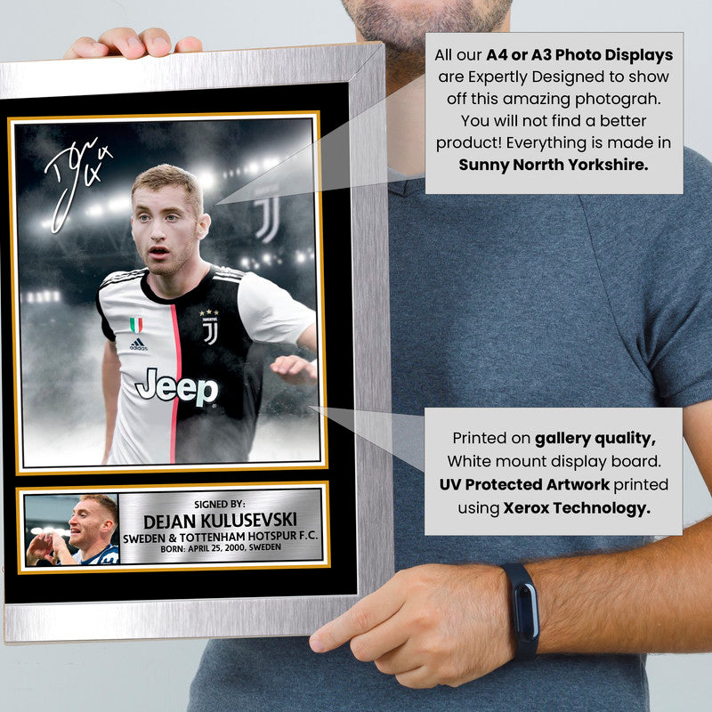 Dejan Kulusevski Signed Autographed Portrait Poster Print – Sweden & Tottenham Hotspur F.C. Football Memorabilia – Juventus Kit – Gift for Soccer Fans & Collectors